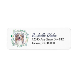 Australisch Shepherd Dog Wreath Return Address Etiket