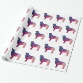 Australisch Shepherd Geometric Silhouette Pink Cadeaupapier (Uitgerold)