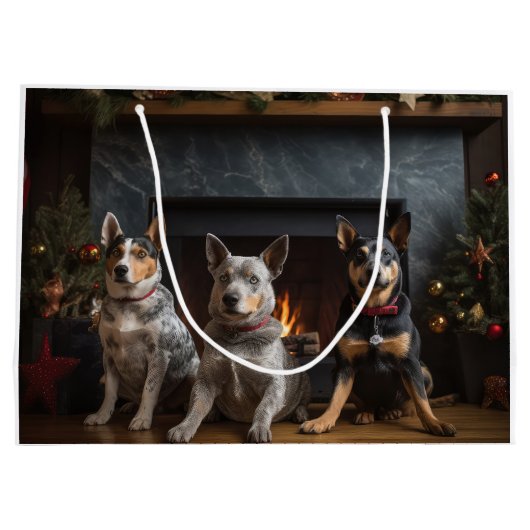 Australisch vee bij de open haard Kerstmis Groot Cadeauzakje (Achterkant)