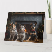 Australisch vee bij de open haard Kerstmis Kaart (Voorkant)