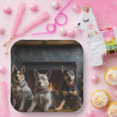 Australisch vee bij de open haard Kerstmis Papieren Bordje (Feest)