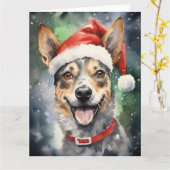 Australisch vee Hond Kerstmis Santa Paws Kaart (Gele Bloem)