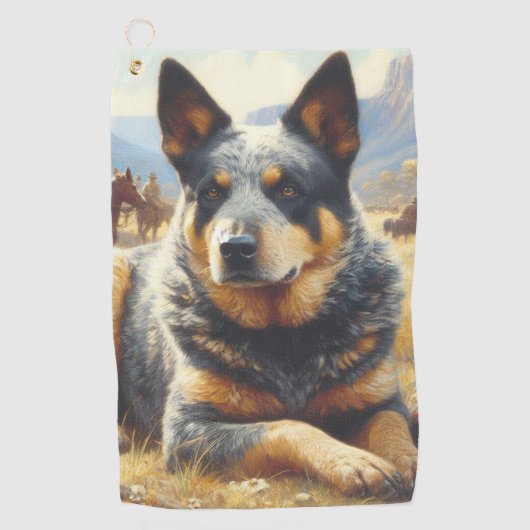  Australisch vee hond schilderen Golfhanddoek (Voorkant)