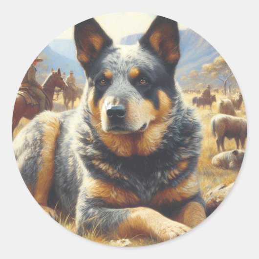  Australisch vee hond schilderen Ronde Sticker (Voorkant)