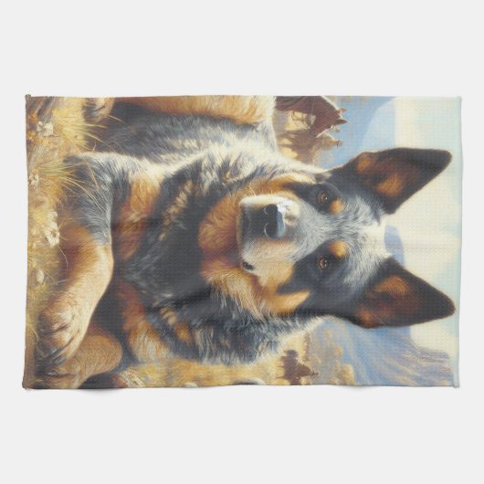 Australisch vee hond schilderen Theedoek (Horizontaal)
