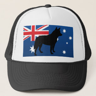 Australisch vee hond silhouet op vlag trucker pet