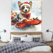 Australisch vee in slee laat het sneeuwen Kerstmis Canvas Afdruk (Insitu (Slaapkamer))