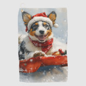 Australisch vee in slee laat het sneeuwen Kerstmis Golfhanddoek (Voorkant)