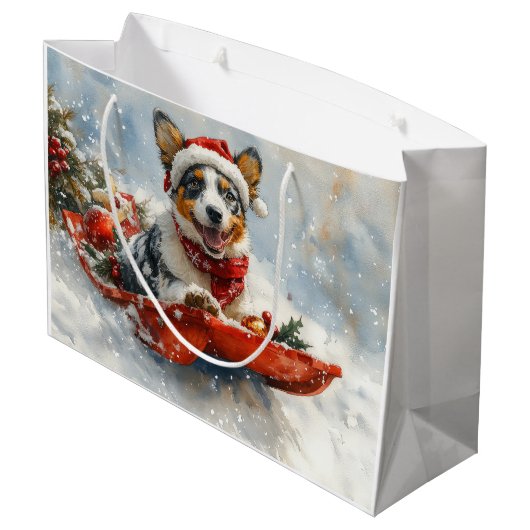 Australisch vee in slee laat het sneeuwen Kerstmis Groot Cadeauzakje (Achterkant Gekanteld)