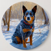 Australisch vee liet het sneeuwKerstmis Ronde Button 6,0 Cm (Voorkant)