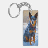 Australisch vee liet het sneeuwKerstmis Sleutelhanger (Voorkant Links)