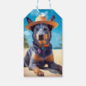 Australisch vee op het strand, hondenliefhebbers z cadeaulabel (Achterkant)