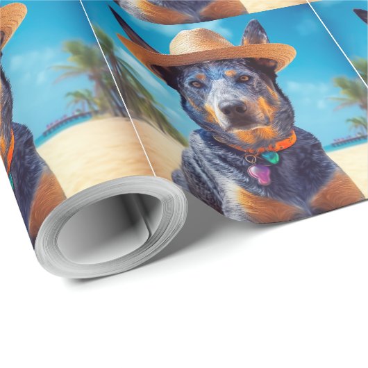 Australisch vee op het strand, hondenliefhebbers z cadeaupapier (Rol Hoek)