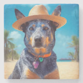 Australisch vee op het strand, hondenliefhebbers z stenen onderzetter (Voorkant)