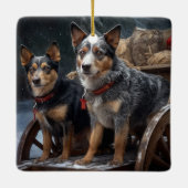 Australisch vee Sneeuwslee Kerstdecoratie Keramisch Ornament (Achterkant)