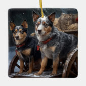 Australisch vee Sneeuwslee Kerstdecoratie Keramisch Ornament (Voorkant)