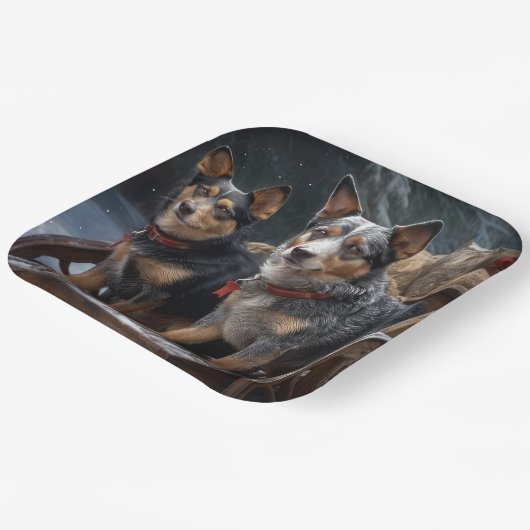 Australisch vee Sneeuwslee Kerstdecoratie Papieren Bordje (Gebogen)