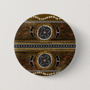 Australische aboriginal Art - voedselverzameling Ronde Button 5,7 Cm