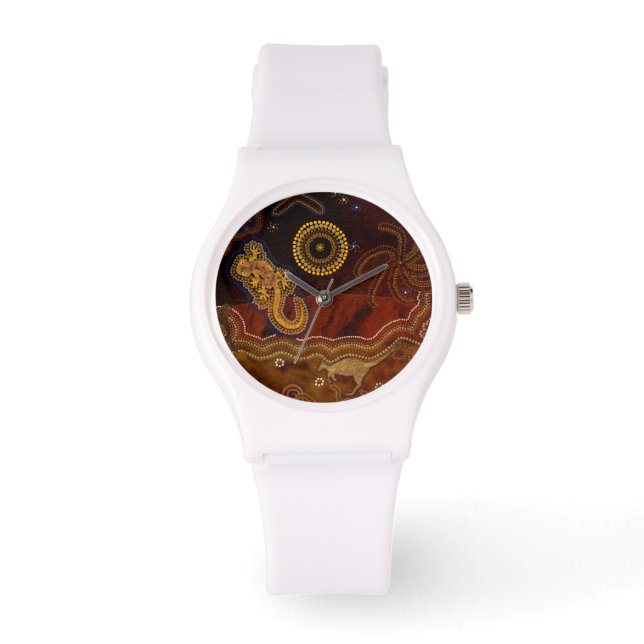 Australische Aboriginal Desert Outback Themed Art  Horloge (Voorkant)