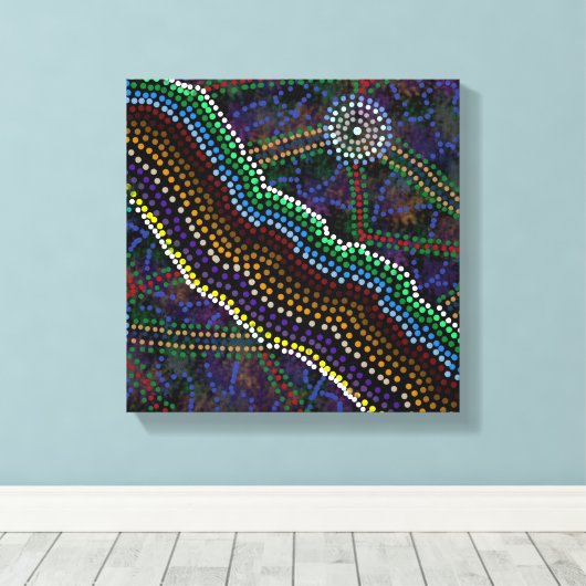 Australische Aboriginal Design Print (Insitu (Houten vloer))