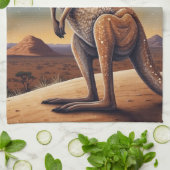 Australische Aboriginal-thema Kangoeroe Scene Theedoek (Gevouwen)