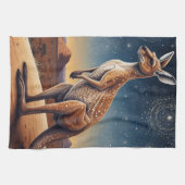 Australische Aboriginal-thema Kangoeroe Scene Theedoek (Horizontaal)