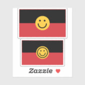 Australische Aboriginal vlag met glimlach Sticker (Vel)