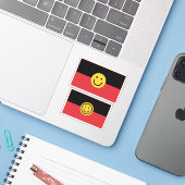 Australische Aboriginal vlag met glimlach Sticker (Laptop met iPhone)