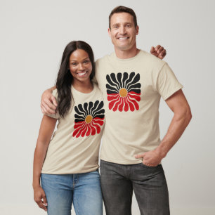 Australische Aboriginal-vlag, zonsondergang bloem  T-shirt