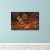 Australische aboriginal woestijnwarmte & wilde die canvas afdruk (Insitu (Houten vloer))