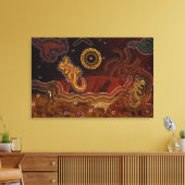 Australische aboriginal woestijnwarmte & wilde die canvas afdruk (Insitu (Woonkamer))