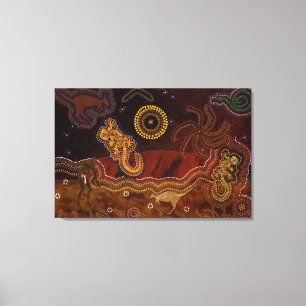 Australische aboriginal woestijnwarmte & wilde die canvas afdruk