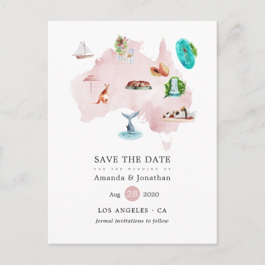 Australische bestemmingsweddenschap Sla de datum o Aankondigingskaart (Voorkant)