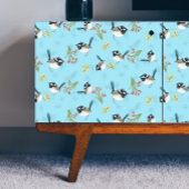 Australische Blauwe Wren & Bloemen Patroon Decoupa Inpakpapier Vel