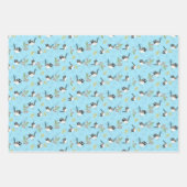 Australische Blauwe Wren & Bloemen Patroon Decoupa Inpakpapier Vel (Voorkant)