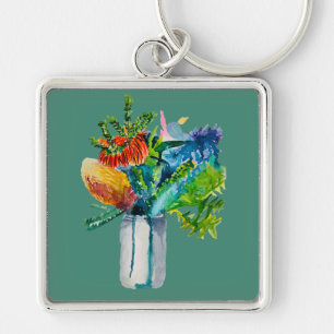 Australische bloemen aquarel sleutelhanger