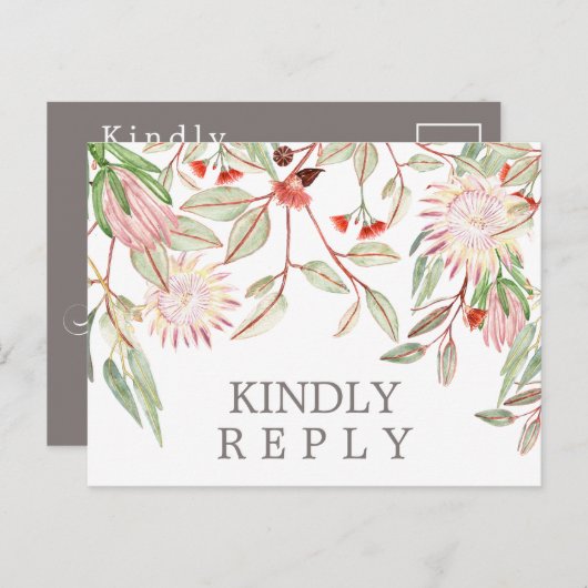 Australische Bloemen Rustieke Bruiloft Matching RS Briefkaart (Voorkant / Achterkant)