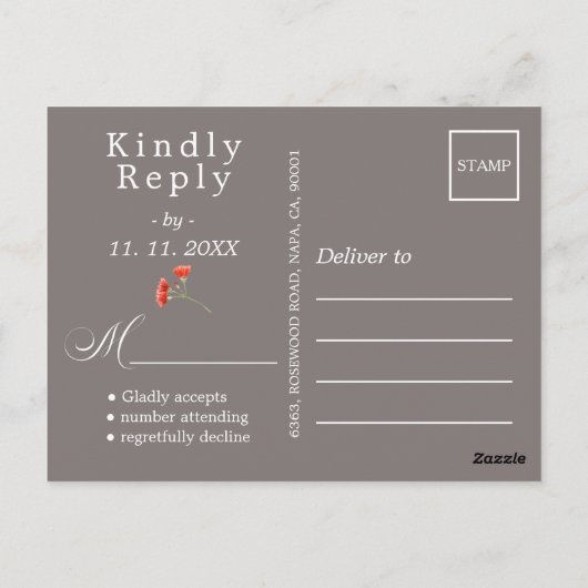 Australische Bloemen Rustieke Bruiloft Matching RS Briefkaart (Achterkant)