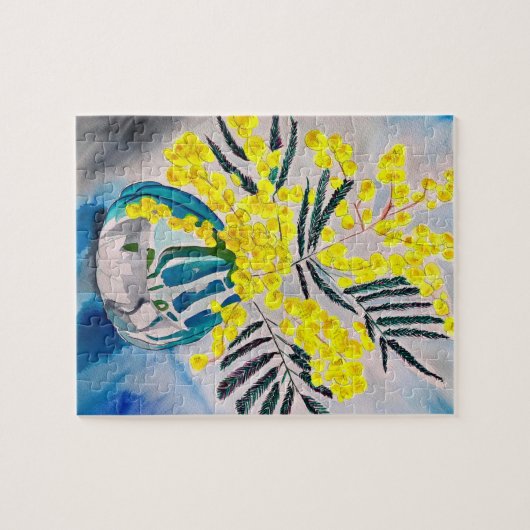 Australische bloemenkunst met Gele Wattle Legpuzzel (Horizontaal)