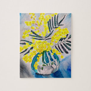 Australische bloemenkunst met Gele Wattle Legpuzzel