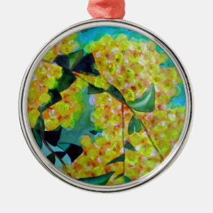 Australische bloemenkunst met Gele Wattle Metalen Ornament