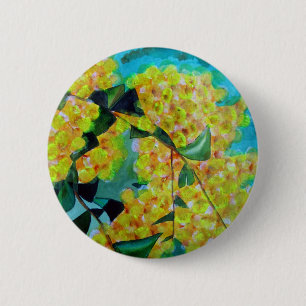 Australische bloemenkunst met Gele Wattle Ronde Button 5,7 Cm