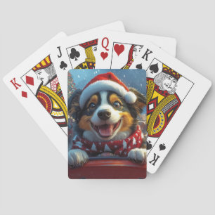 Australische Cattle Dog Roller Coaster Kerstmis Pokerkaarten