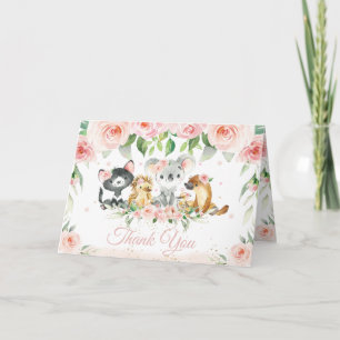 Australische dieren Blush Pink Floral Baby shower Bedankkaart