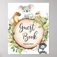 Australische dieren Greenery Shower Guest Book Sig