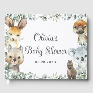 Australische dieren groen neutrale babyshower  gastenboek