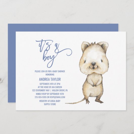 Australische dieren | Quokka Het is een Jongen Bab Kaart (Voorkant / Achterkant)