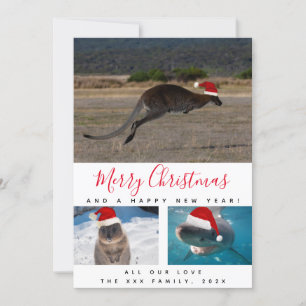 Australische dieren Rood script Multi Foto Collage Feestdagenkaart