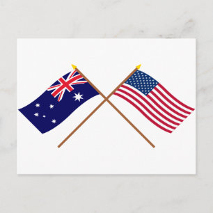 Australische en Amerikaanse gespleten vlaggen Briefkaart