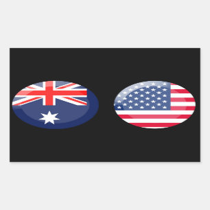 Australische en Amerikaanse vlaggen Rechthoekige Sticker